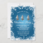 Snowflakes, sterren, Pine Tree Blue-kerstparty Kaart (Voorkant)