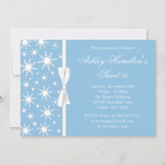Snowflakes Sweet 16 Winter Wonderland Blue Kaart (Voorkant)