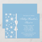 Snowflakes Sweet 16 Winter Wonderland Blue Kaart (Voorkant / Achterkant)