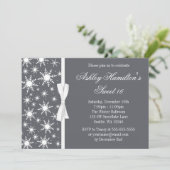 Snowflakes Sweet 16 Winter Wonderland Grey Kaart (Staand voorkant)