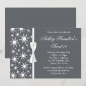 Snowflakes Sweet 16 Winter Wonderland Grey Kaart (Voorkant / Achterkant)
