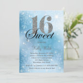 Snowflakes Sweet 16 Winter Wonderland Uitnodiging (Staand voorkant)
