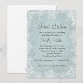 Snowflakes Sweet 16 Winter Wonderland Uitnodiging (Voorkant / Achterkant)