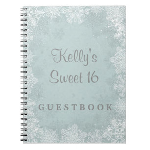 Snowflakes Sweet 16 Wonderland Guest Book Notitieboek