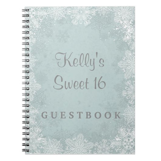 Snowflakes Sweet 16 Wonderland Guest Book Notitieboek (Voorkant)