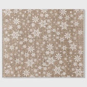 Snowflakes - Tan Burlap-textuur Cadeaupapier (Vlak)