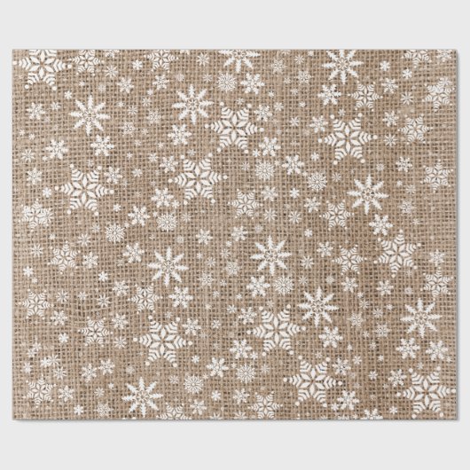 Snowflakes - Tan Burlap-textuur Cadeaupapier (Vlak)
