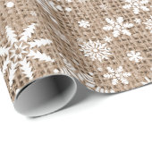 Snowflakes - Tan Burlap-textuur Cadeaupapier (Rol Hoek)