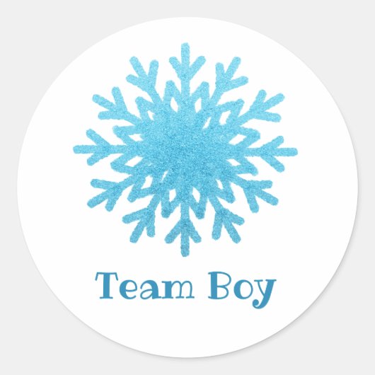 Snowflakes TEAM JONGEN Geslacht Onthullen Game Lab Ronde Sticker (Voorkant)