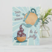 Snowflakes Teapot hand blaas teas Kerstmis Feestdagenkaart (Staand voorkant)