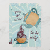 Snowflakes Teapot hand blaas teas Kerstmis Feestdagenkaart (Voorkant / Achterkant)