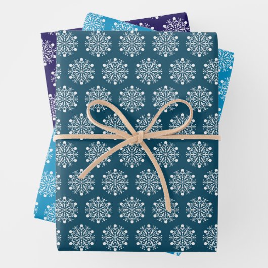 Snowflakes Tiled Design Wrapping Paper Sheets (In situ)