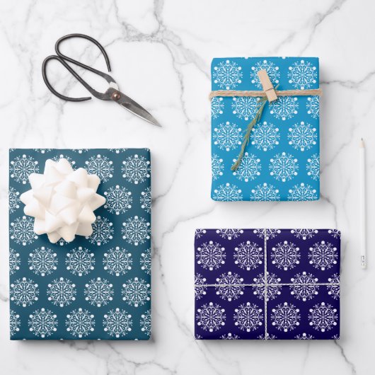 Snowflakes Tiled Design Wrapping Paper Sheets (Voorkant)