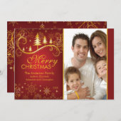 Snowflakes & Trery-kerstfotokaart Kaart (Voorkant / Achterkant)