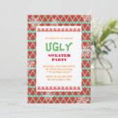 Snowflakes Ugly Sweater Kerstparty Kaart (Staand voorkant)
