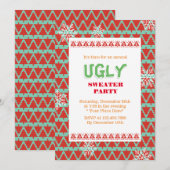 Snowflakes Ugly Sweater Kerstparty Kaart (Voorkant / Achterkant)