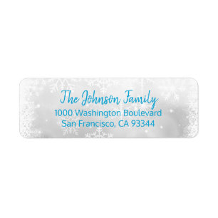 SNOWFLAKES Vakantie kerstblauw terugkeeradres Etiket
