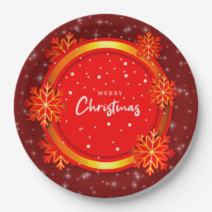 Snowflakes, van 9-inch Bord, voor fijne kerst, roo Papieren Bordje