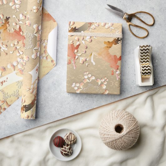 Snowflakes van de feestdag op Roos Gold Wrapping Cadeaupapier (Crafts)