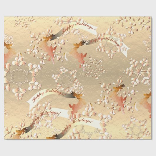 Snowflakes van de feestdag op Roos Gold Wrapping Cadeaupapier (Vlak)