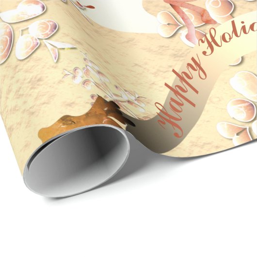 Snowflakes van de feestdag op Roos Gold Wrapping Cadeaupapier (Rol Hoek)