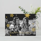 Snowflakes van de Prettige feestdagen Red Gold Foi (Staand Voorkant)