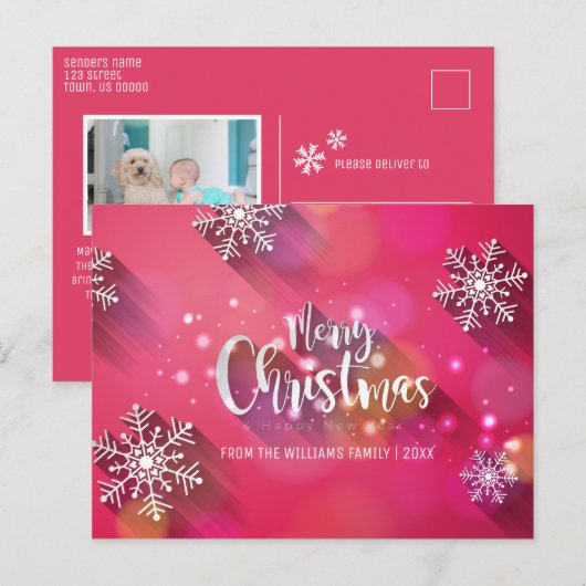 Snowflakes van fijne kerst Foto Feestdagenkaart (Voorkant / Achterkant)