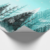 Snowflakes van het Aqua Winter Forest Cadeaupapier (Hoek)