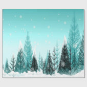 Snowflakes van het Aqua Winter Forest Cadeaupapier (Vlak)