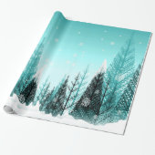Snowflakes van het Aqua Winter Forest Cadeaupapier (Uitgerold)