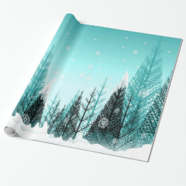 Snowflakes van het Aqua Winter Forest Cadeaupapier