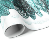 Snowflakes van het Aqua Winter Forest Cadeaupapier (Rol Hoek)