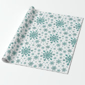 Snowflakes van smaragdgroen op de winter cadeaupapier (Uitgerold)