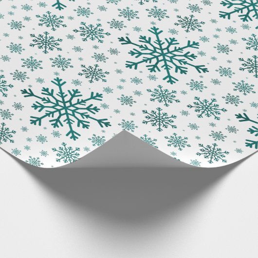 Snowflakes van smaragdgroen op de winter cadeaupapier (Hoek)