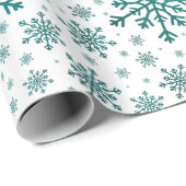 Snowflakes van smaragdgroen op de winter cadeaupapier (Rol Hoek)