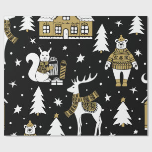 Snowflakes, van zwarte en witte kerst cadeaupapier