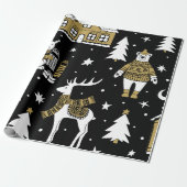 Snowflakes, van zwarte en witte kerst cadeaupapier (Uitgerold)