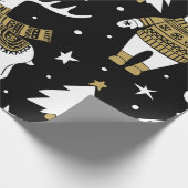 Snowflakes, van zwarte en witte kerst cadeaupapier (Hoek)