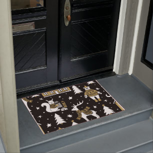 Snowflakes, van zwarte en witte kerst deurmat