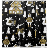 Snowflakes, van zwarte en witte kerst douchegordijn (Voorkant)