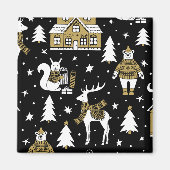 Snowflakes, van zwarte en witte kerst magneet (Voorkant)