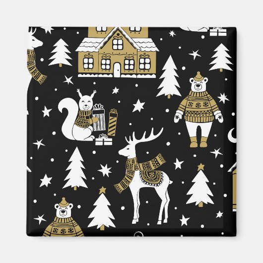 Snowflakes, van zwarte en witte kerst magneet (Voorkant)