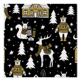 Snowflakes, van zwarte en witte kerst perfect poster