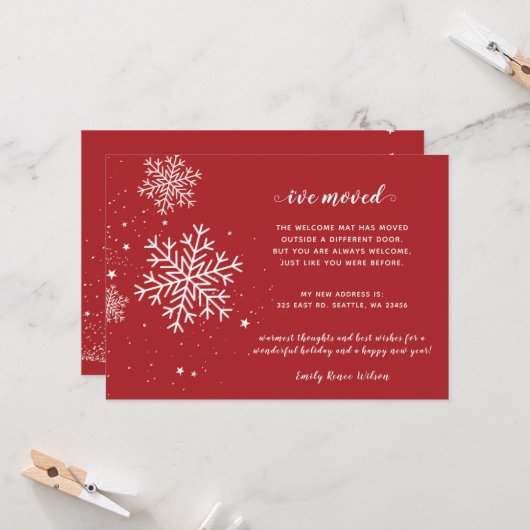 Snowflakes Vlamt Holiday Moving Aankondiging (Voorkant / Achterkant in situ)