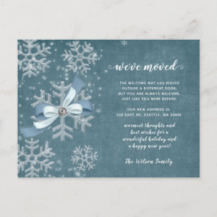 Snowflakes Vlamt Holiday Moving Aankondiging Briefkaart
