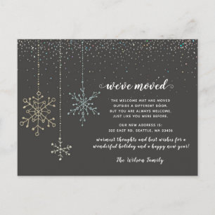 Snowflakes Vlamt Holiday Moving Aankondiging Briefkaart