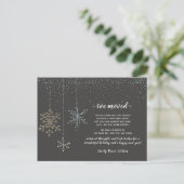 Snowflakes Vlamt Holiday Moving Aankondiging Briefkaart (Staand voorkant)