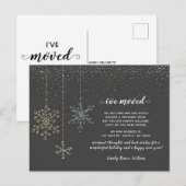 Snowflakes Vlamt Holiday Moving Aankondiging Briefkaart (Voorkant / Achterkant)