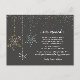Snowflakes Vlamt Holiday Moving Aankondiging Briefkaart