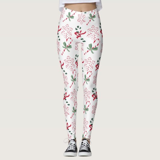 Snowflakes, voor de feestdag, op wit leggings (Voorkant)